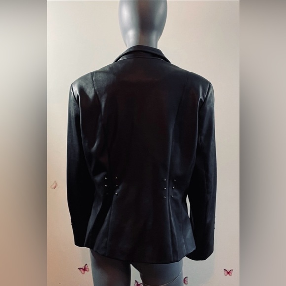 Colebrook Women’s Large black faux leather jacket with stud accents GUC - Picture 2 of 7